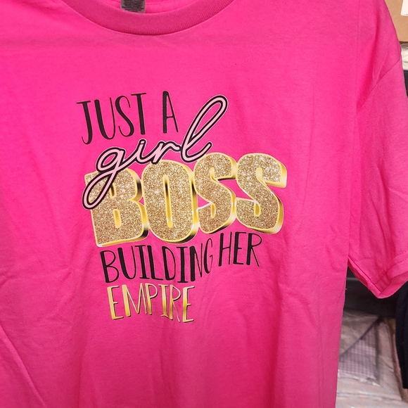 Pink Graphic Tee with Gold Accents - Picture 1 of 5